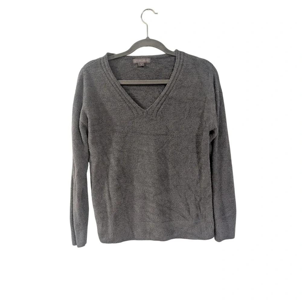 Barefoot Dreams Sweater Womens Petite‎ S Gray CozyChic Lite V-Neck